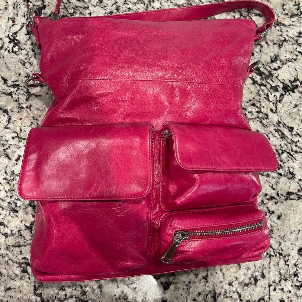 HOBO brand fuchsia, leather bag. Great quality